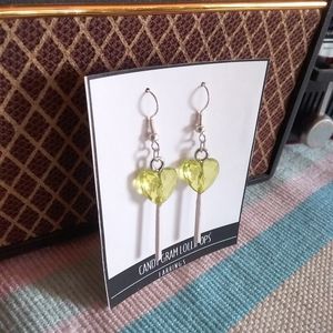 Green Heart Sucker Pops Earrings
